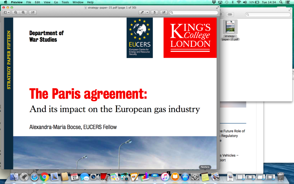 impact of paris agreement on European gas industry
