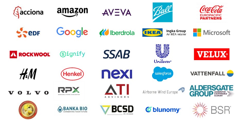 Logos of businesses and industry groups supporting European electrification