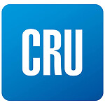 CRU logo: white 'CRU' text on a blue rounded-square background
