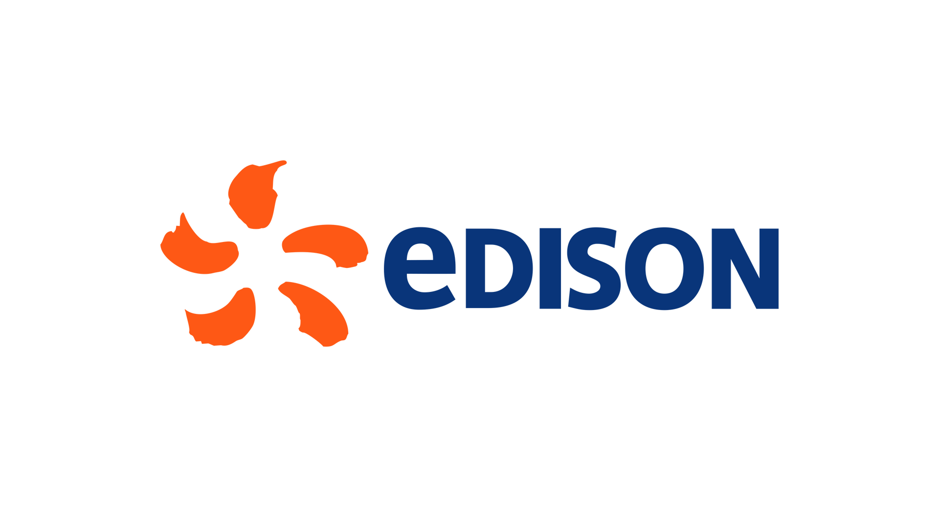 EDISON logo: orange abstract petals icon to the left of bold blue 'EDISON' wordmark