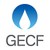GECF logo: a blue gradient circle with a white teardrop above the gray letters 'GECF'.