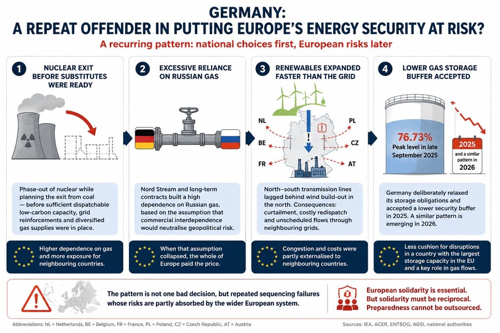 Germany's energy security decisions and their impact on European gas supply and storage resilience